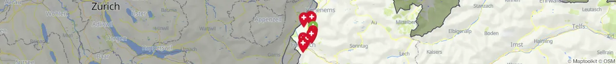 Kartenansicht für Apotheken-Notdienste in der Nähe von Zwischenwasser (Feldkirch, Vorarlberg)